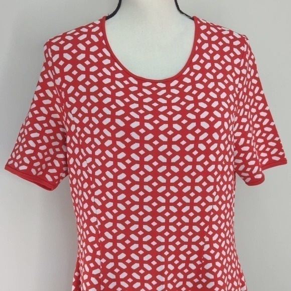 Pink Tartan Womens Heavy Knit Fit‎ and Flare Midi Dress Red Patterned XL - Picture 3 of 12